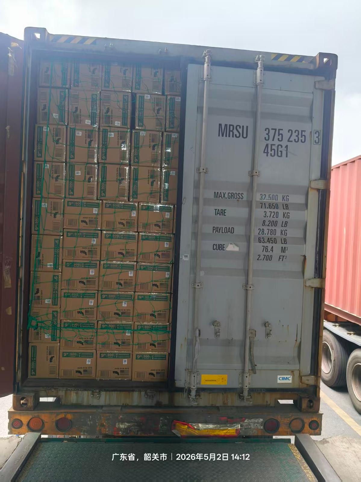 Container-load foodservice packaging shipment